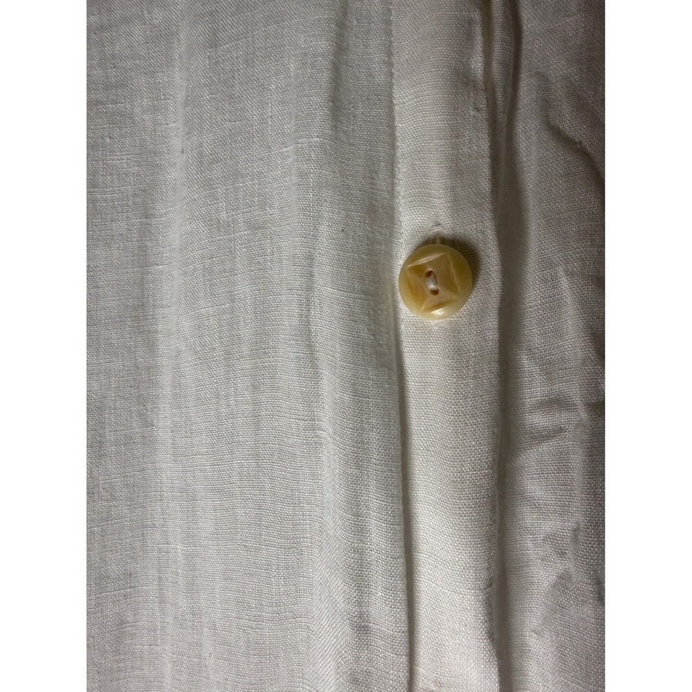 FLAX by Jeanne Engelhart White 100% Linen Sleeveless Button Down Top medium - Picture 5 of 6